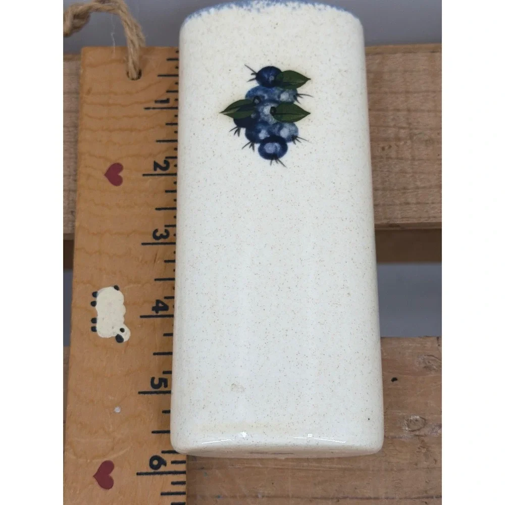 Vtg Debbie's Blueberryware Maine Bud Vase Hand‎ Painted Stoneware Speckled 6